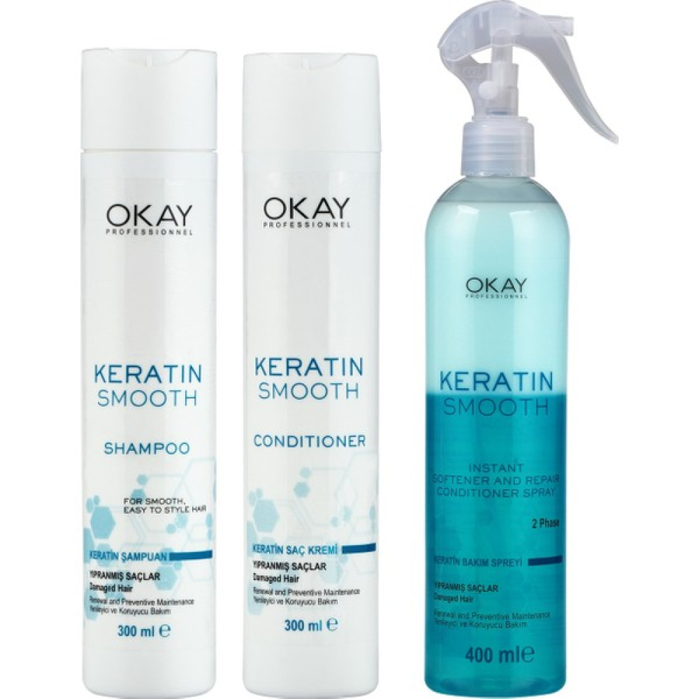 Okay Neva Kozmetik Neva Keratin Smooth Onarıcı Bakım Serisi Şampuan + Saç Kremi + Fön Suyu - 3'lü Set - 1 Şampuan ve Saç Kremi Fiyatı
