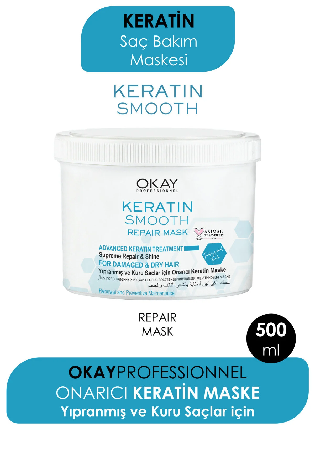 Okay PROF.KERATİN SMOOTH ONARICI MASKE 500ML" Saç Bakım Maskeleri & Serumlar & Spreyler Fiyatı