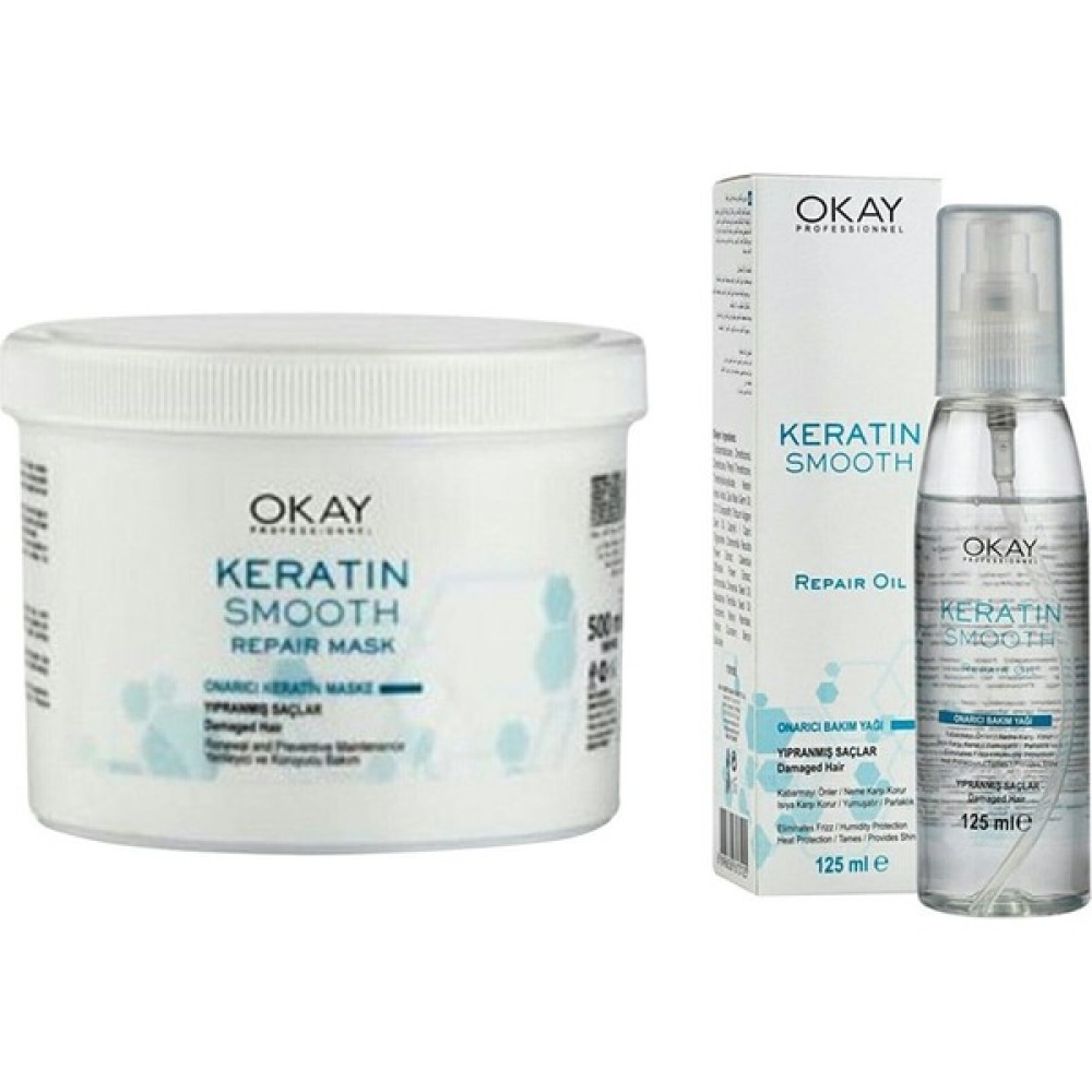 Okay Saç Bakım Yağı Keratin 125 ml + Okay Keratin Onarıcı Maske 500 ml Saç Bakım Maskeleri & Serumlar & Spreyler Fiyatı