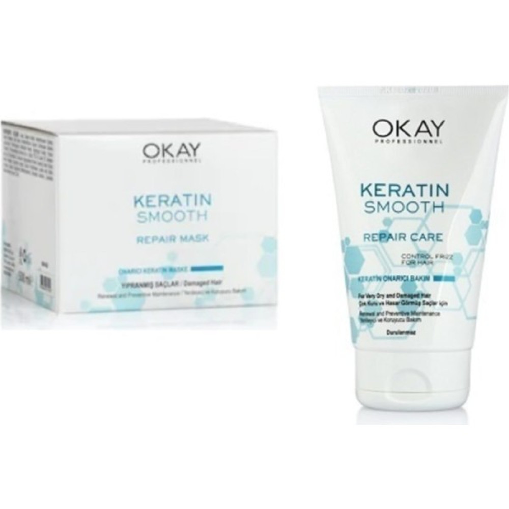 Okay Smooth Keratin Onarıcı Maske 500 ml + Onarıcı Bakım Kremi 100 ml - 1 Saç Bakım Maskeleri & Serumlar & Spreyler Fiyatı