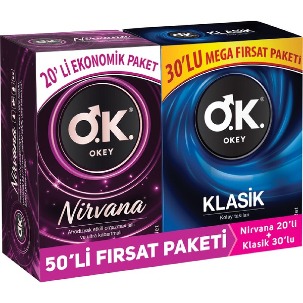 Okey Nirvana 20'li Prezervatif + Okey Klasik Mega 30'lu Prezervatif 50'li Fırsat Paketi Oto Boyaları Fiyatı