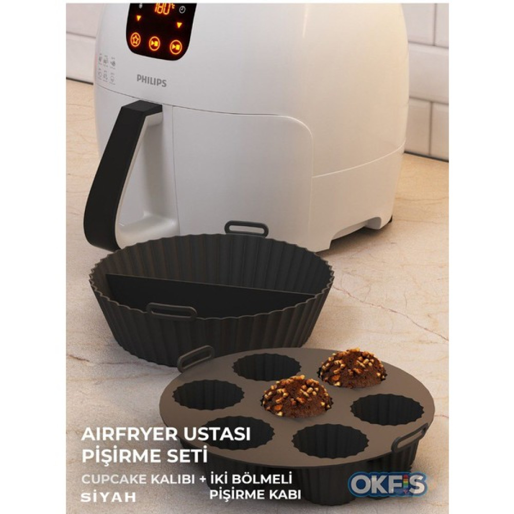 Okfis Airfryer Silikon Pişirme Kabı 2'li Set Fırın Kalıbı 20 x 5 cm Siyah Kek Kalıpları Fiyatı