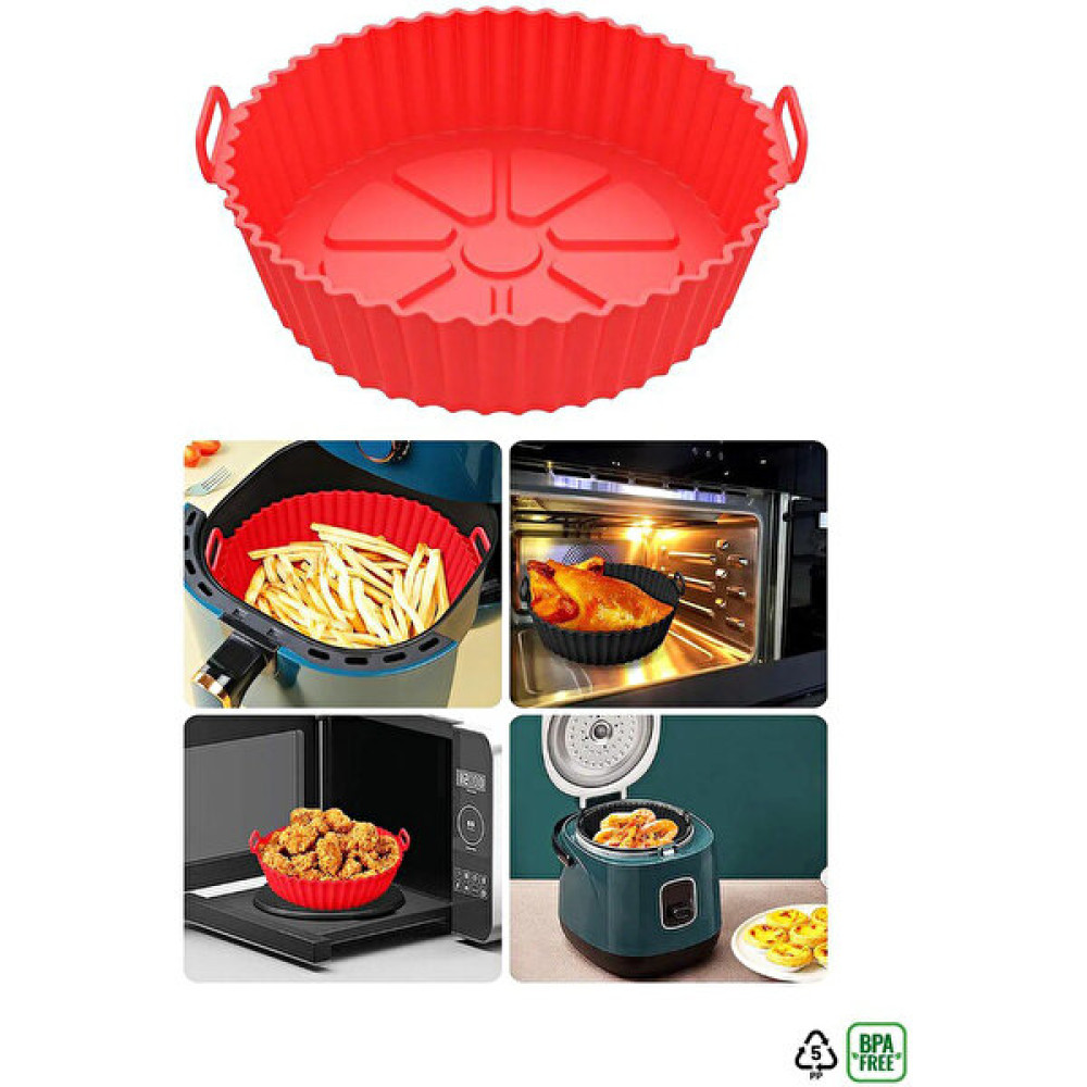 Okfis Airfryer Silikon Pişirme Kabı Renkli Fırın Kalıbı 20X5 cm 1 Adet - Kırmızı Kek Kalıpları Fiyatı