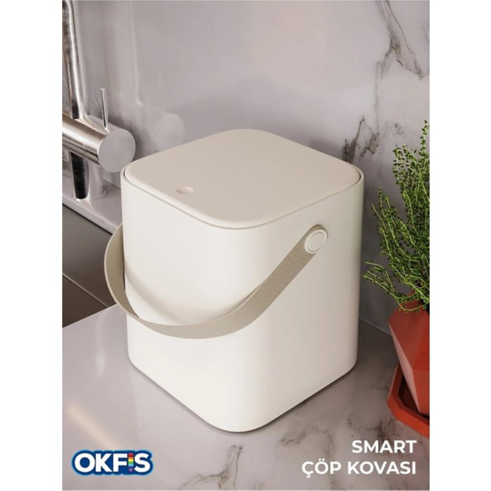 Okfis Akıllı Çok Amaçlı Banyo Mutfak Smart Çöp Kovası 4 Litre 20X20X22 cm 1 Adet - Beyaz Çöp Kovaları Fiyatı