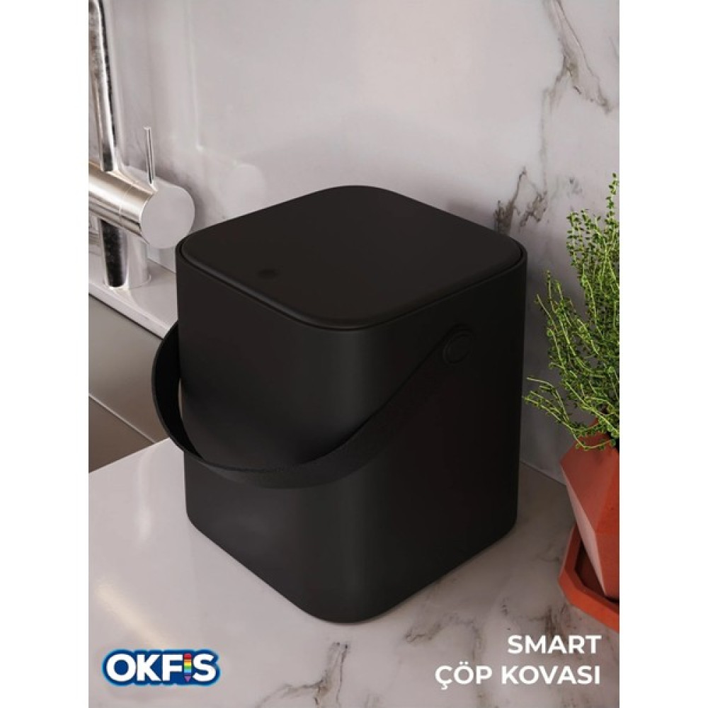 Okfis Akıllı Çok Amaçlı Banyo Mutfak Smart Çöp Kovası 4 Litre 20X20X22 cm 1 Adet - Siyah Çöp Kovaları Fiyatı