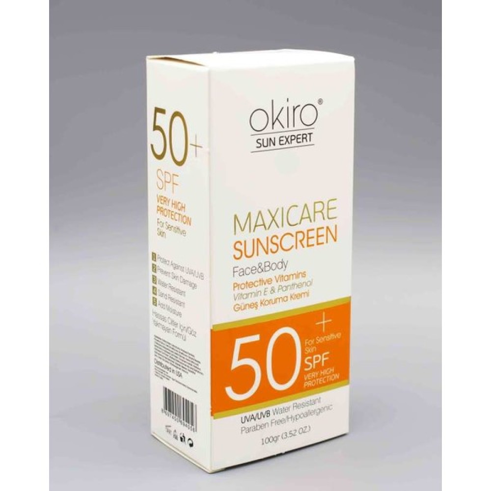 Okiro Güneş Koruma Kremi 100gr Spf 50+ Sun Expert Maxicare Sunscreen Face&Body Vitamin E& Panthenol Güneş Kremleri ve Losyonları Fiyatı