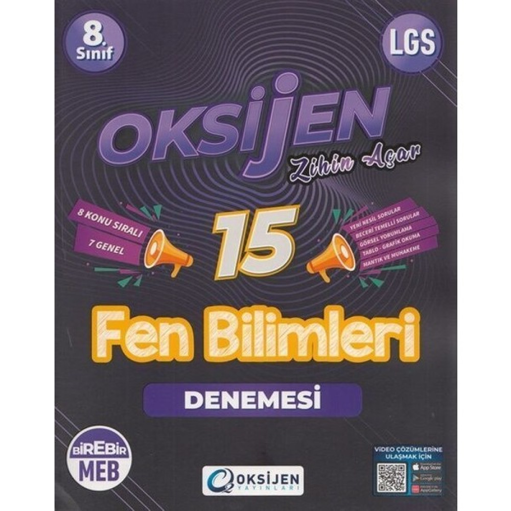 Oksijen Yayınları 8. Sınıf LGS Fen Bilimleri 15 Deneme Kaynak Kitapları Fiyatı