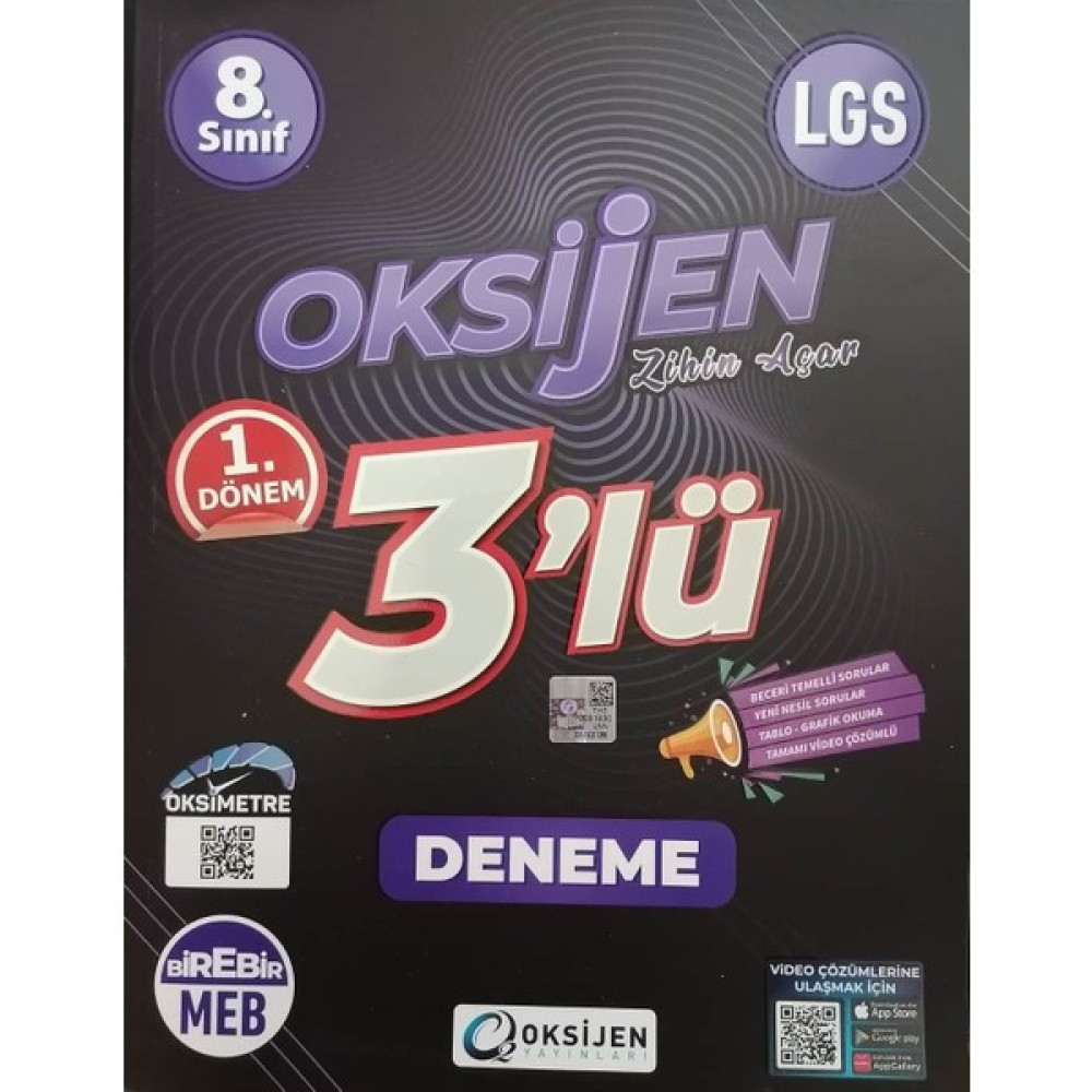 Oksijen Yayınları Oksijen 8. Sınıf LGS 1.dönem 3 Deneme Tüm Dersler Fiyatı