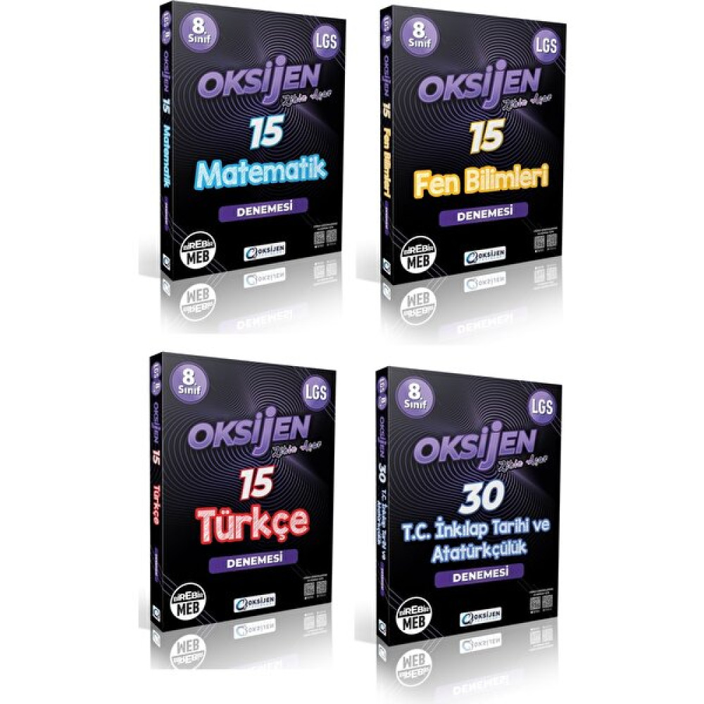 Oksijen Yayınları Oksijen Yayınları 8. Sınıf LGS 4'lü Deneme Seti Kaynak Kitapları Fiyatı