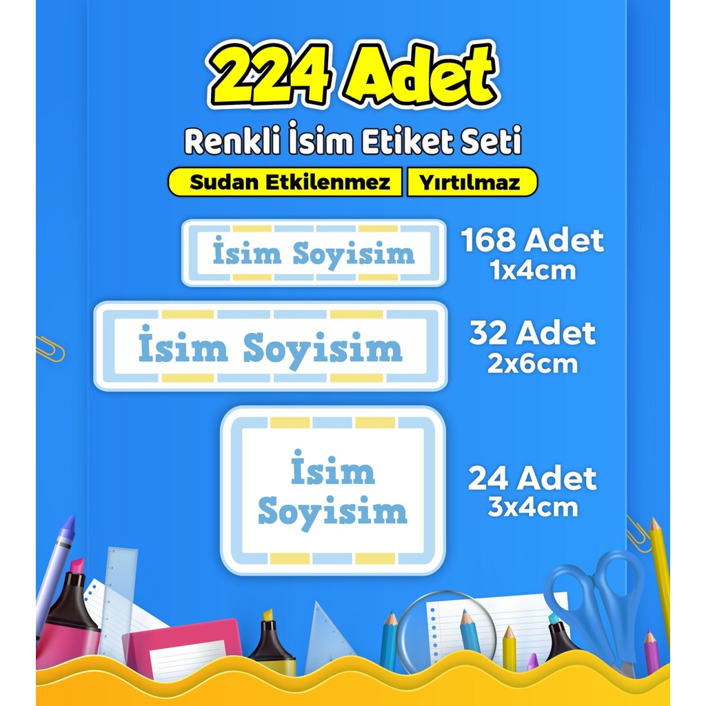 Okul Kreş Kişiye Özel Isim Etiket Seti - Model 591 Okul Etiketi Fiyatı