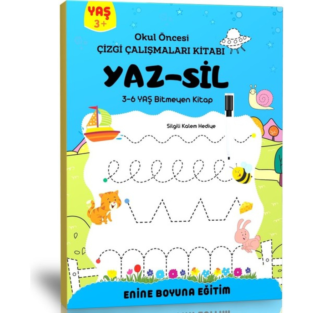 Okul Öncesi Çizgi Çalışmaları Kitabı (Yaz-Sil) (Ciltli) Okul Öncesi Eğitici & Öğretici Kitaplar Fiyatı