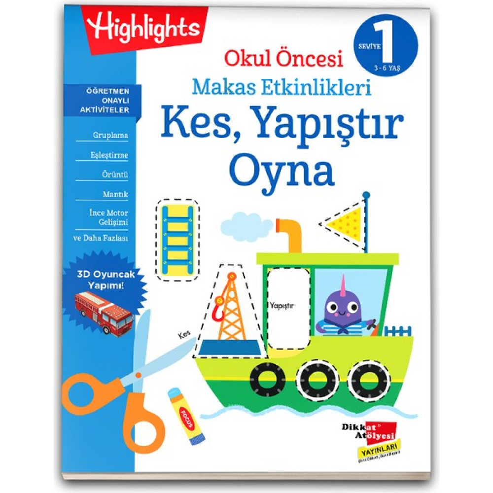 Okul Öncesi Makas Etkinlikleri Kes, Yapıştır, Oyna 1. Seviye Okul Öncesi Eğitici & Öğretici Kitaplar Fiyatı