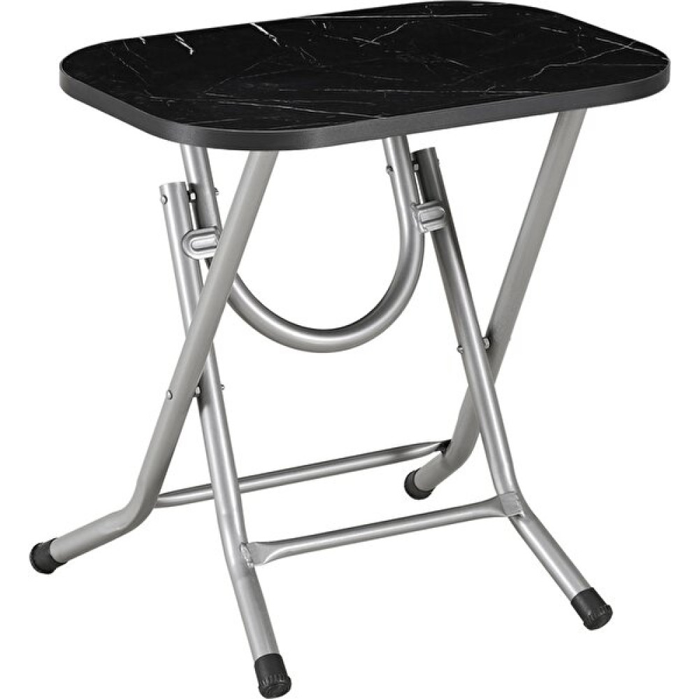 Okuyanlar 40 x 50 cm Katlanır Sehpa Kısa Metal Ayaklı Laptop Balkon Bahçe Piknik Masası - Siyah Mermer Yan Sehpa Fiyatı