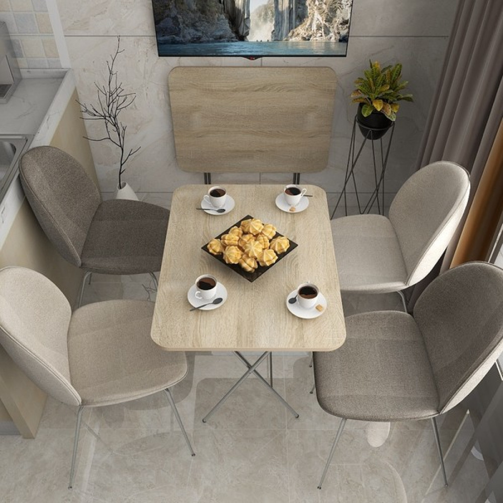 Okuyanlar 60 x 80 cm Root Katlanır Katlanabilir Yemek Çalışma Bahçe Balkon Masası (Sonomo) - Ahşap Desenli Yemek & Mutfak Masası Fiyatı