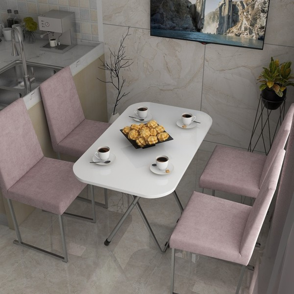 Okuyanlar 60 x 90 cm Soil Katlanır Katlanabilir Yemek Çalışma Bahçe Balkon Masası (Beyaz) - Beyaz Yemek & Mutfak Masası Fiyatı
