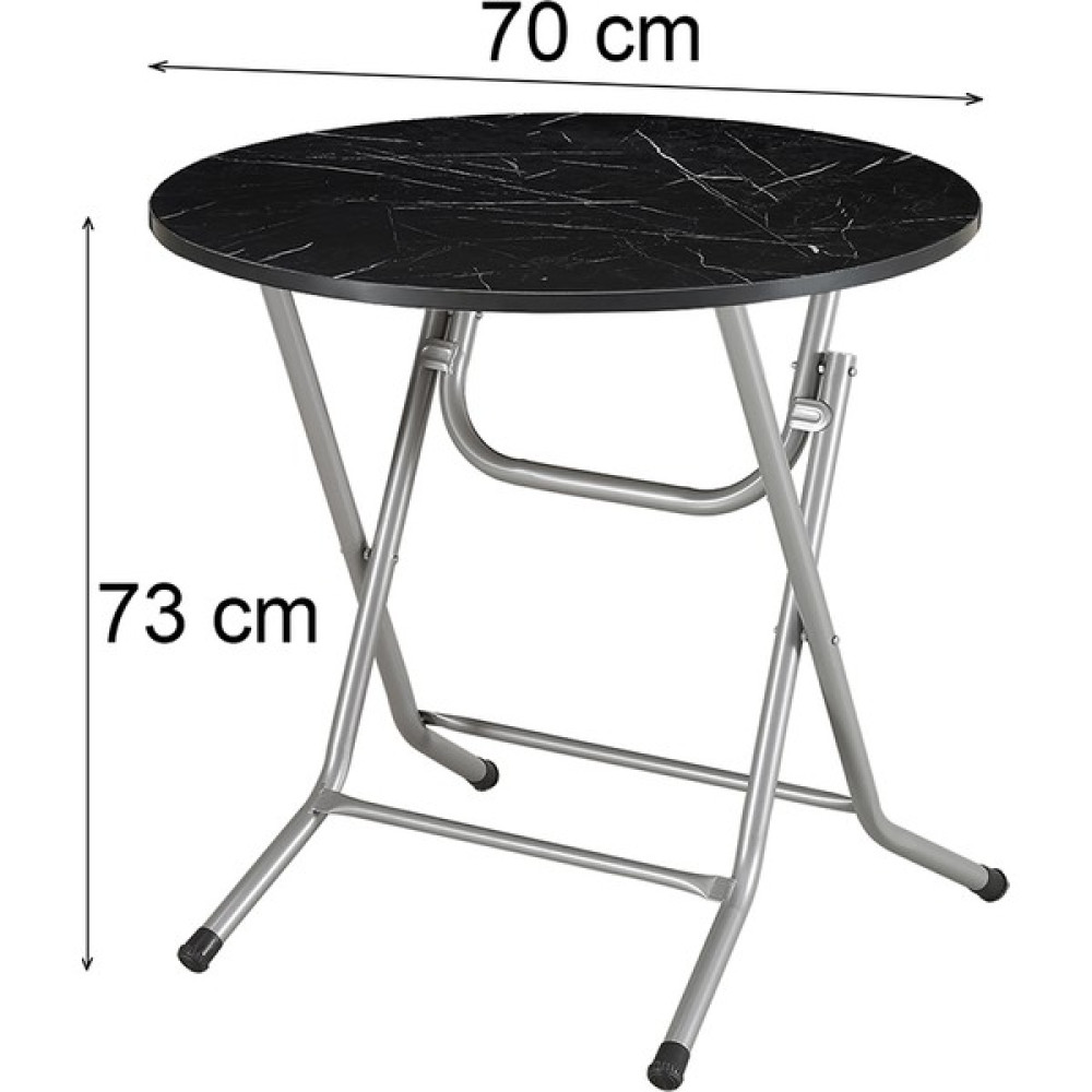 Okuyanlar Jupiter 70 cm Yuvarlak Katlanır Metal Ayaklı Çok Amaçlı Masa Bahçe Balkon Masası - Mermer - Siyah - 70cm Yemek & Mutfak Masası Fiyatı