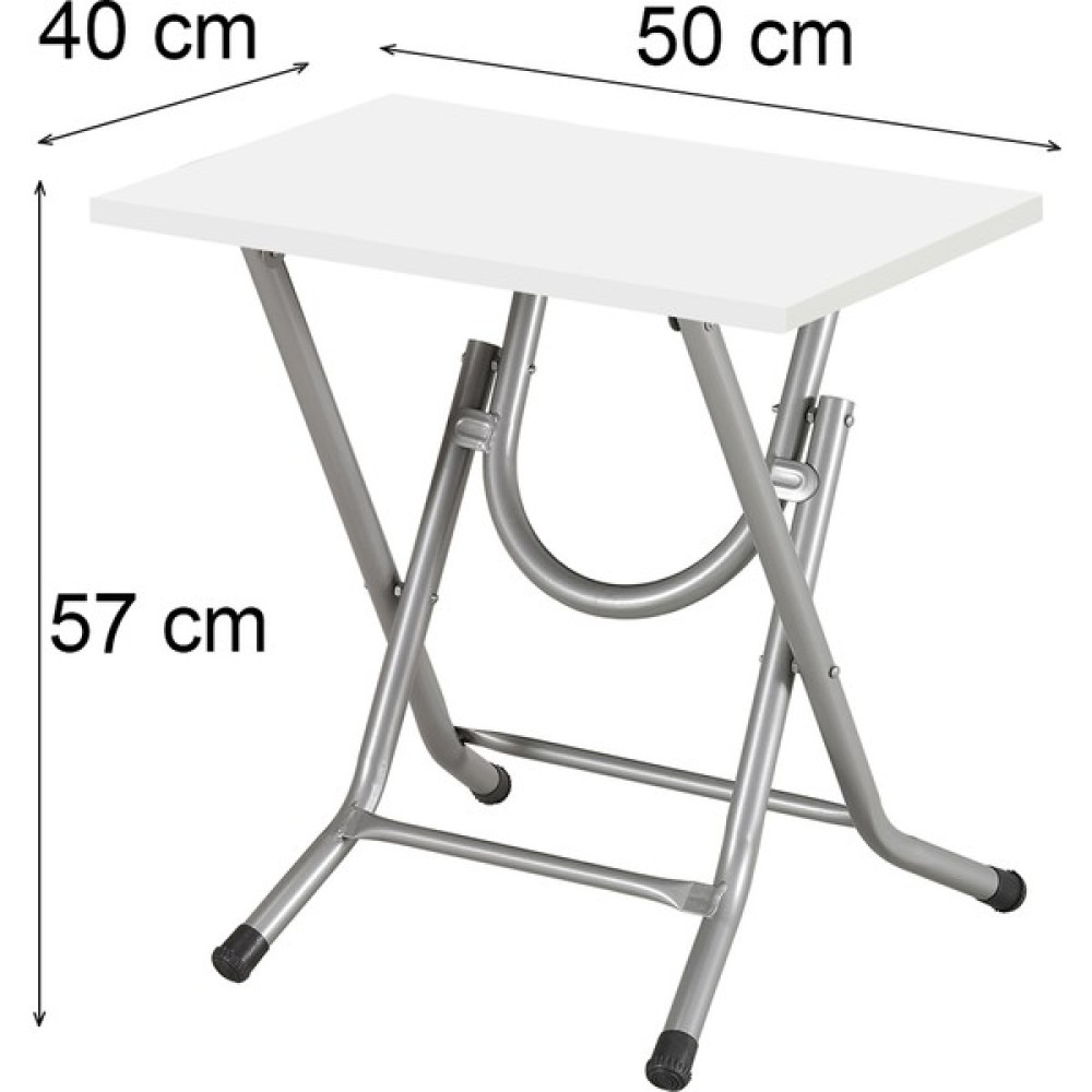 Okuyanlar Pluto Renkli 40 cm x 50 cm Katlanır Metal Ayaklı Sehpa Kısa Laptop Balkon Piknik Masası - Beyaz Yan Sehpa Fiyatı