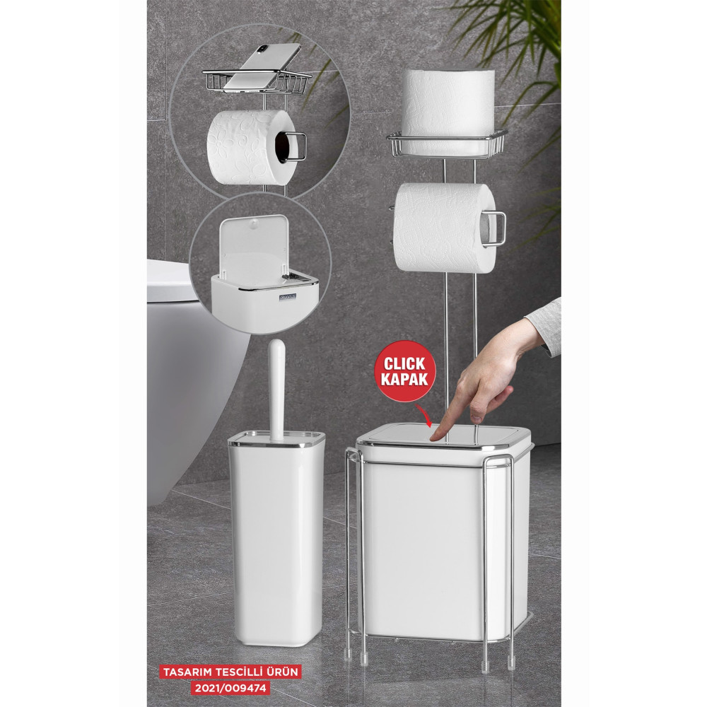 Okyanus Home Krom Yedekli Wc Kağıtlık - Beyaz Çöp Kovası Ve Wc Fırça Seti Mobilya & Dekorasyon Fiyatı