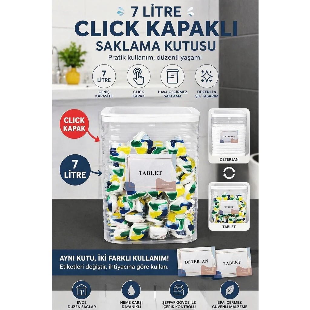 Okyanus Home Luna 5 lt Şeffaf Deterjan-Tablet Kutusu Mutfak Düzeni İçin Pratik ve Kullanışlı - yok Deterjan ve Temizlik Ürünleri Fiyatı