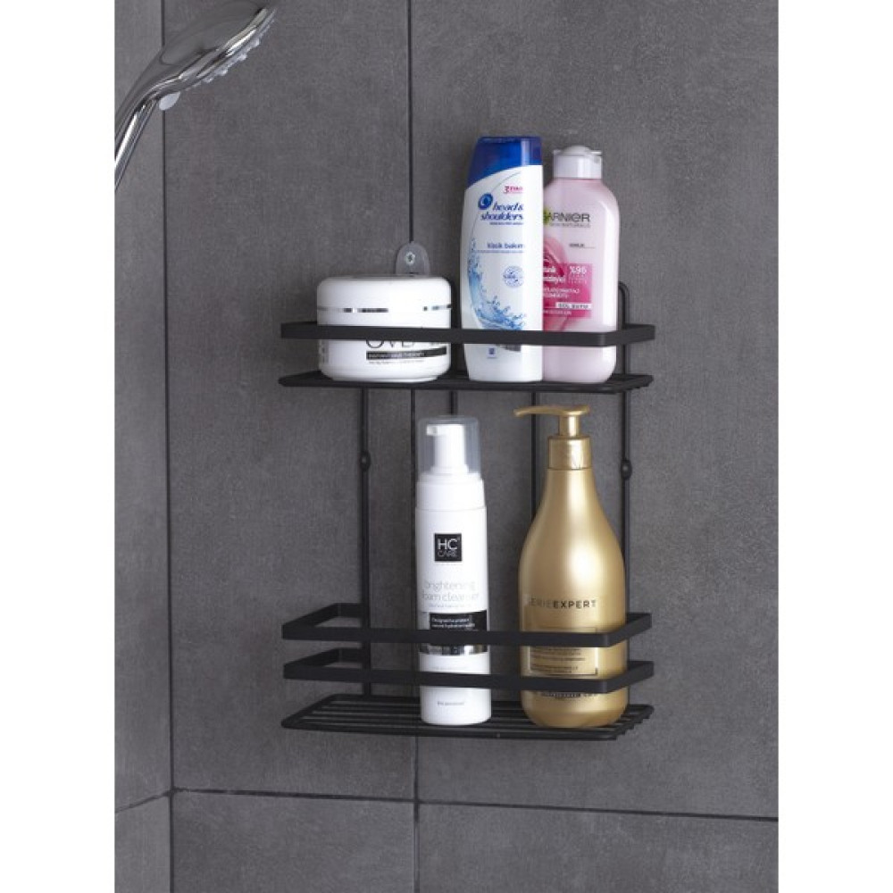 Okyanus Home Siyah Lamalı Ikili Dikdörtgen Köşelik 11 x 24 cm Banyo Rafı Fiyatı