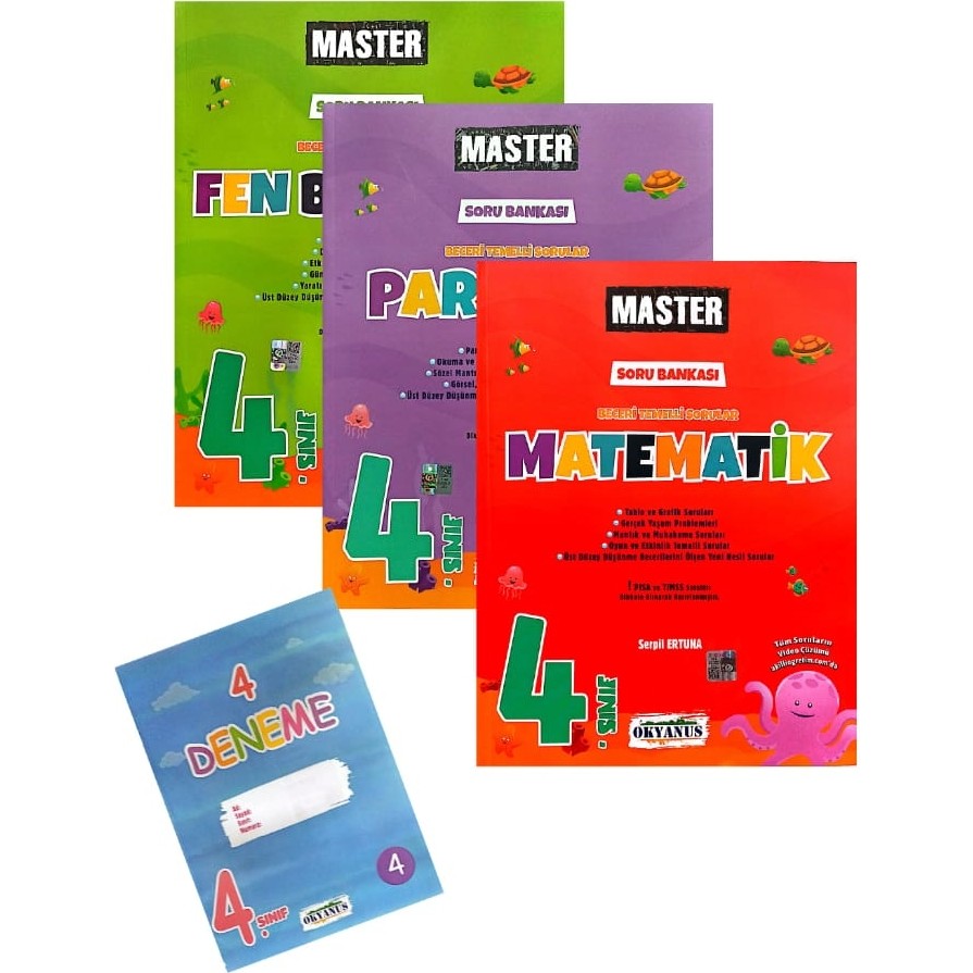 Okyanus Yayınları 4. Sınıf Master Matematik+Fen Bilgisi+Paragraf Soru Bankası-Yeni-(Okyanus Yayınları Denemeli) Kaynak Kitapları Fiyatı