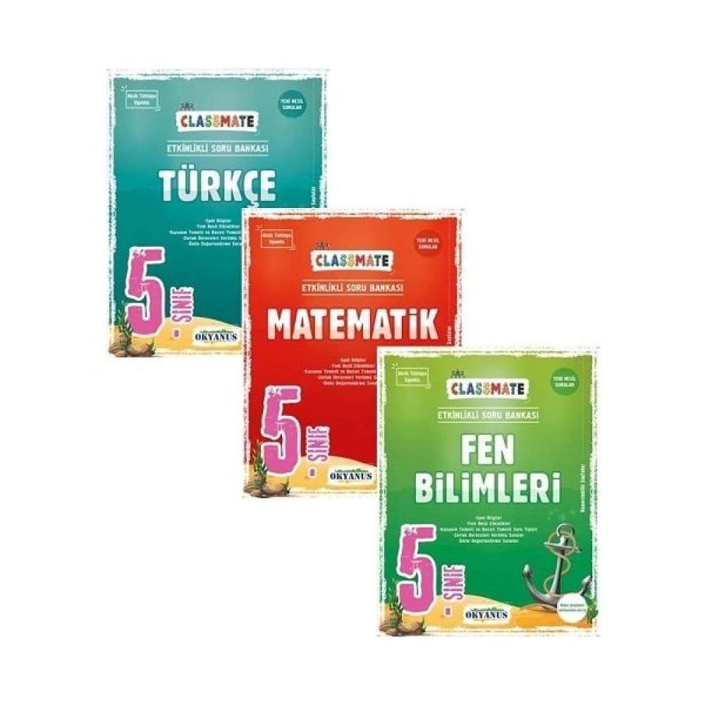 Okyanus Yayınları 5. Sınıf Classmate Fen Bilimleri Soru Bankası+5. Sınıf Classmate Matematik Soru Bankası+5. Sınıf Classmate Türkçe Soru Bankası Seti Türkçe Fiyatı