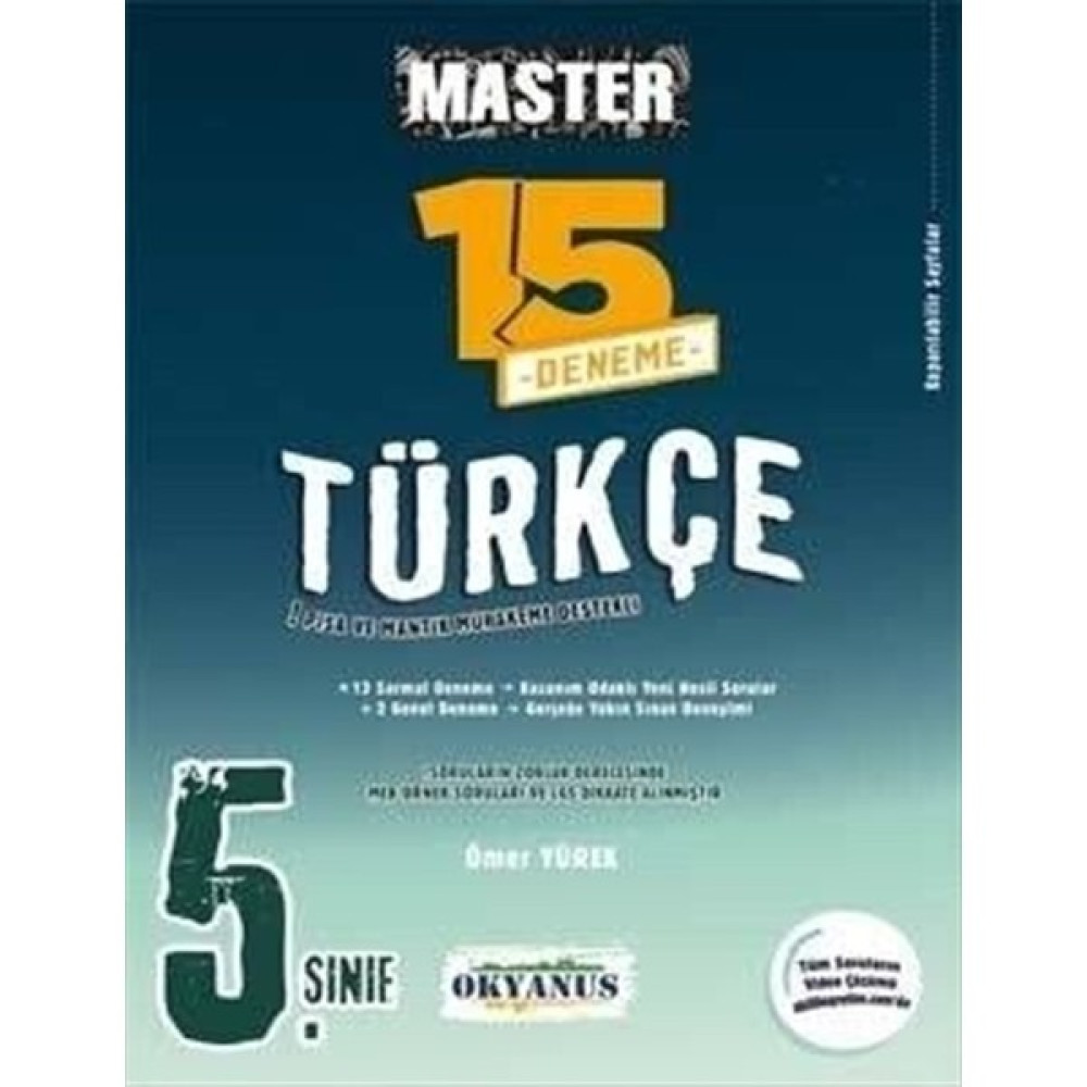 Okyanus Yayınları 5. Sınıf Türkçe Master 15 Deneme Kaynak Kitapları Fiyatı