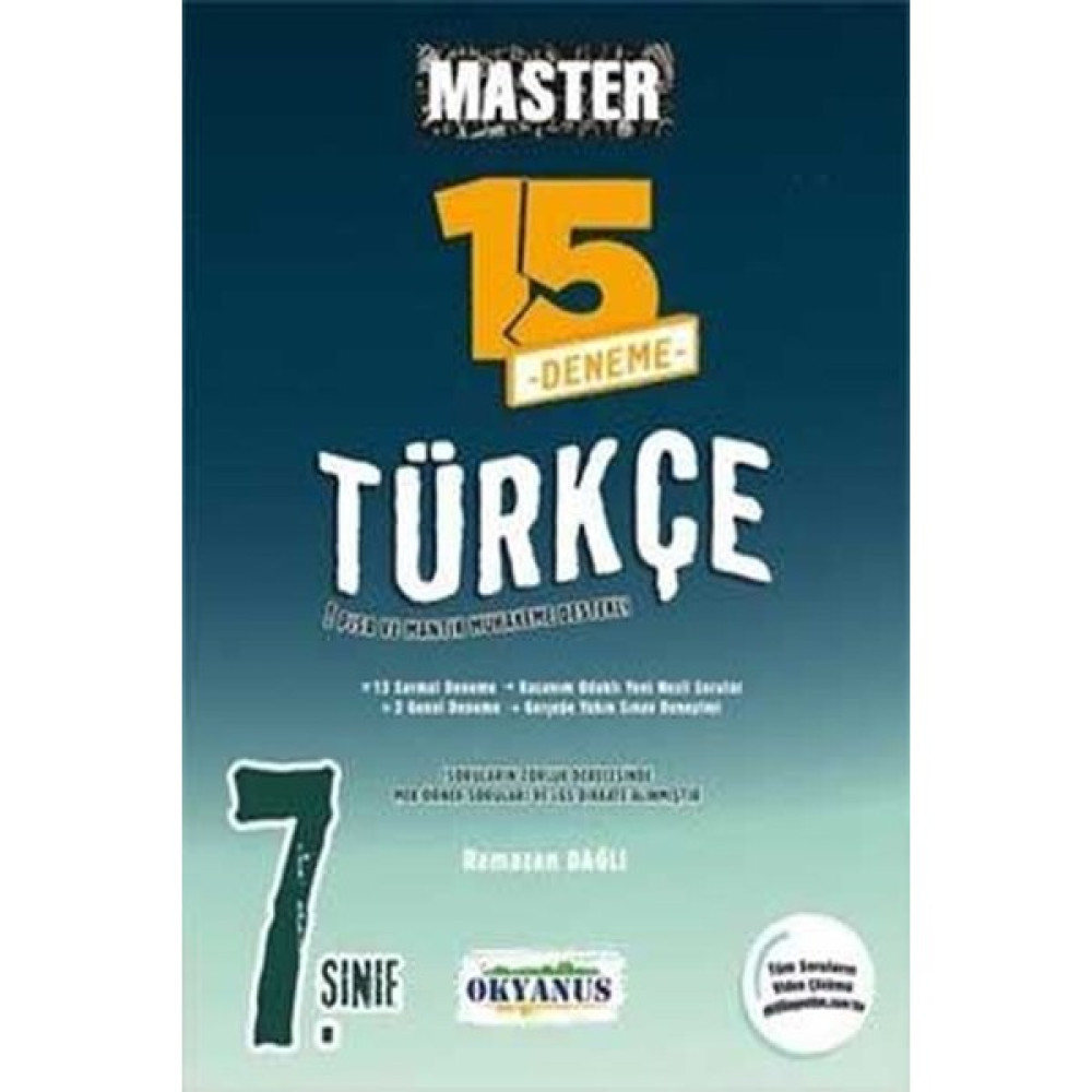 Okyanus Yayınları 7. Sınıf Master 15 Türkçe Denemesi Türkçe Fiyatı