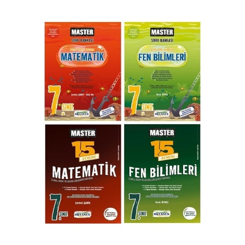 Okyanus Yayınları 7. Sınıf Master Matematik+Fen Bilimleri Soru Bankası+7. Sınıf Master 15 Matematik+Fen Bilimleri Denemesi Matematik Fiyatı