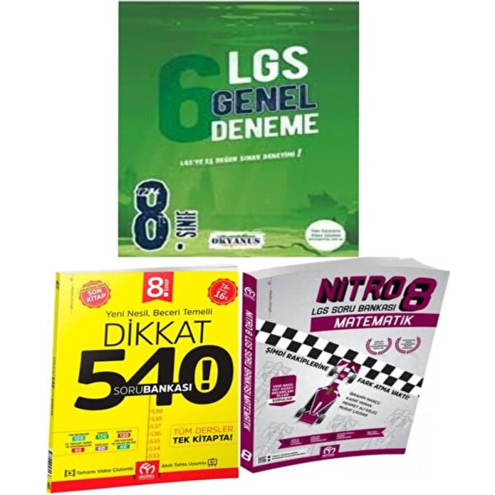 Okyanus Yayınları 8. Sınıf 6 Genel Deneme + Nitro Matematik Soru Bankası + Dikkat 540 Tüm Dersler Soru Bankası Tüm Dersler Fiyatı