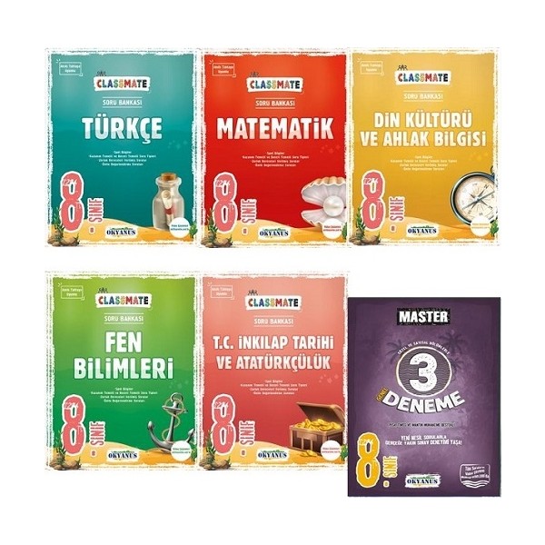 Okyanus Yayınları 8. Sınıf Classmate Full Soru Bankası Seti+8. Sınıf Master 3 Deneme (Ciltli) Tüm Dersler Fiyatı