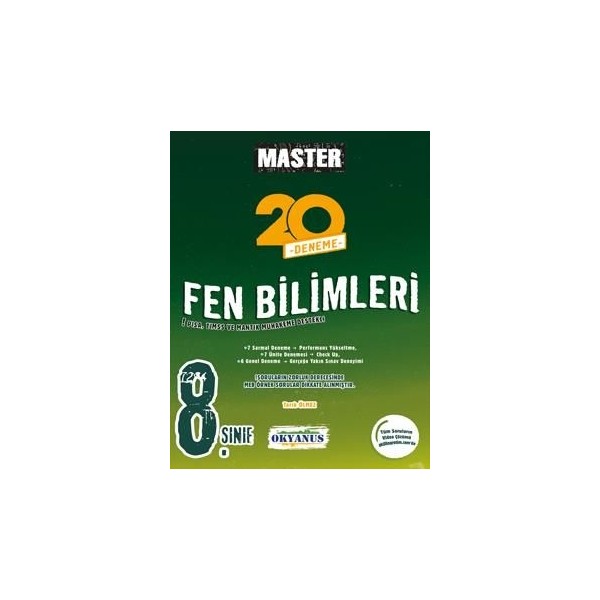 Okyanus Yayınları 8. Sınıf LGS Master Fen Bilimleri 20 Deneme Kaynak Kitapları Fiyatı