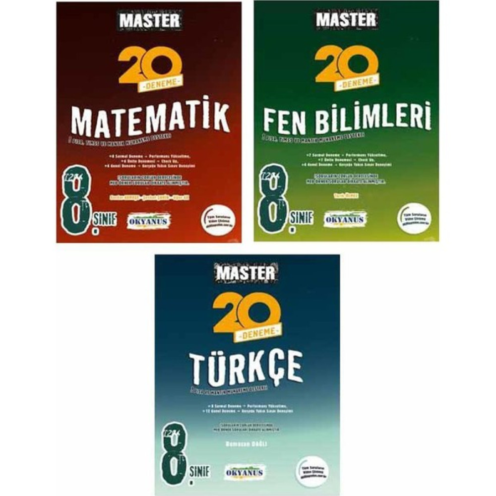 Okyanus Yayınları 8. Sınıf Master 3'lü Deneme Tüm Dersler Fiyatı