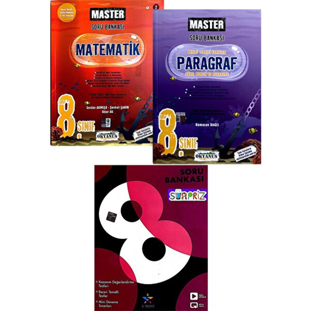 Okyanus Yayınları 8. Sınıf Matematik,paragraf Master Seti(+Ek Soru Bankası Tüm Dersler Fiyatı