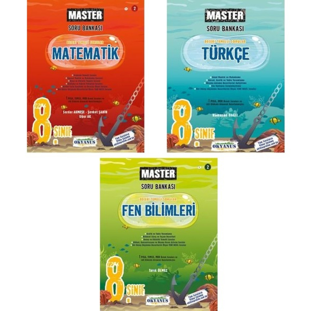Okyanus Yayınları 8.sınıf Master Matematik - Türkçe - Fen Bilimleri Soru Bankası Seti Tüm Dersler Fiyatı