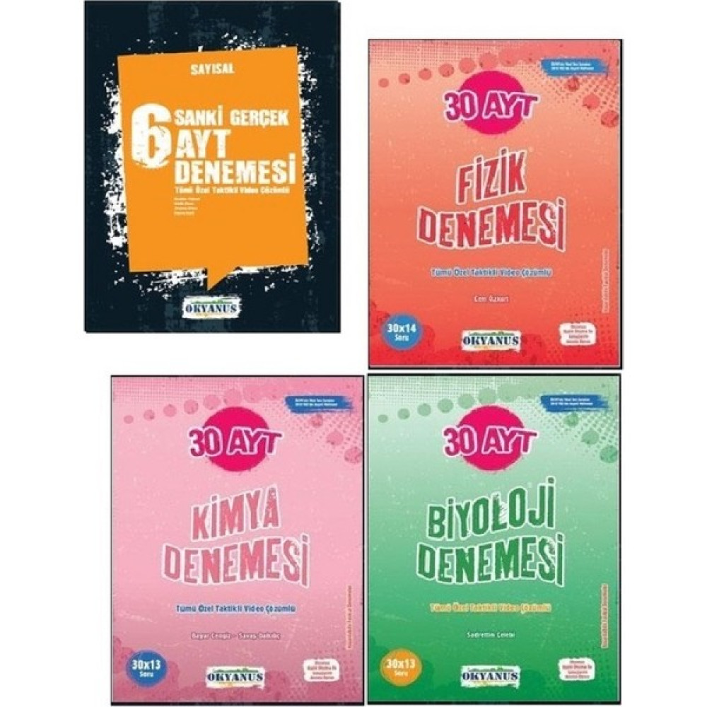Okyanus Yayınları Okyanus Sanki Gerçek 6 Ayt Sayısal Deneme + Ayt 30 Fizik + Ayt 30 Kimya + Ayt 30 Biyoloji Deneme Temel Yeterlilik Testi (TYT) Fiyatı