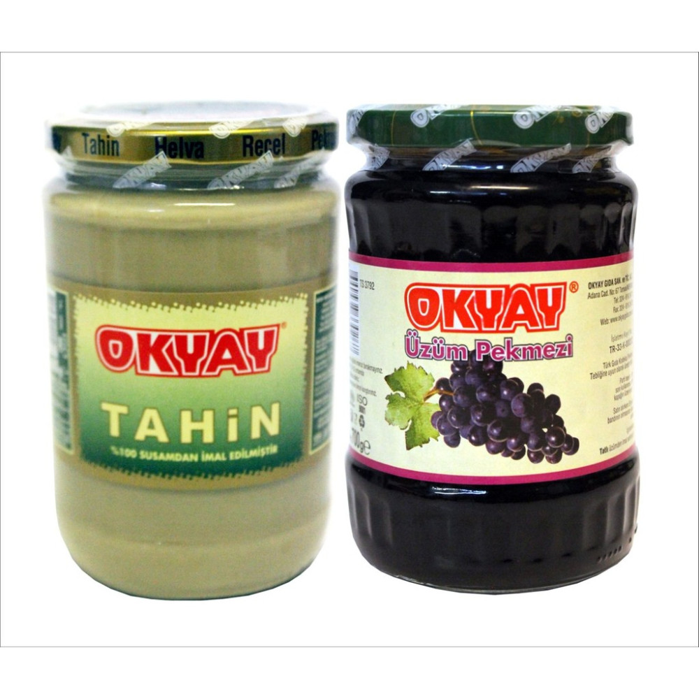 Okyay Tahin 600 gr & Üzüm Pekmezi 700 gr Avantajlı Paket - 1 Adet Tahin Pekmez ve Helva Fiyatı