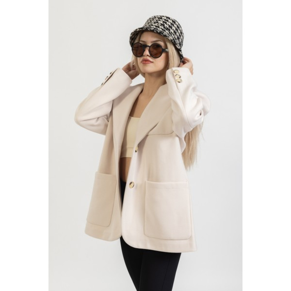 olafre Kaşe Oversize Kısa Kaban, Kısa Krem Ceket, Blazer Kalın Ceket, Kadın Kaban Fiyatı