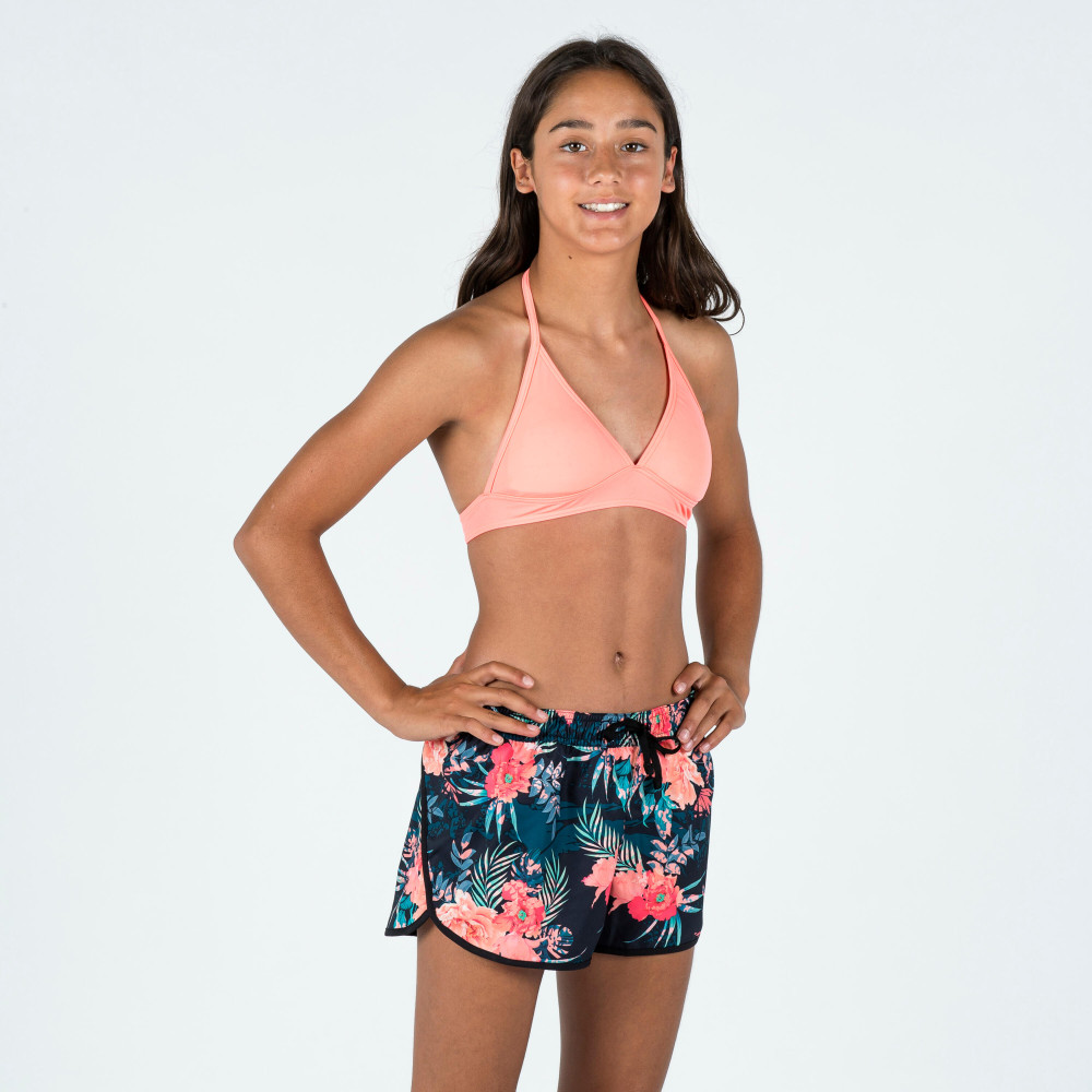 Olaian Çocuk Kısa Deniz Şortu - Siyah - Çiçek Desenli - 100 Katy Bikini Fiyatı