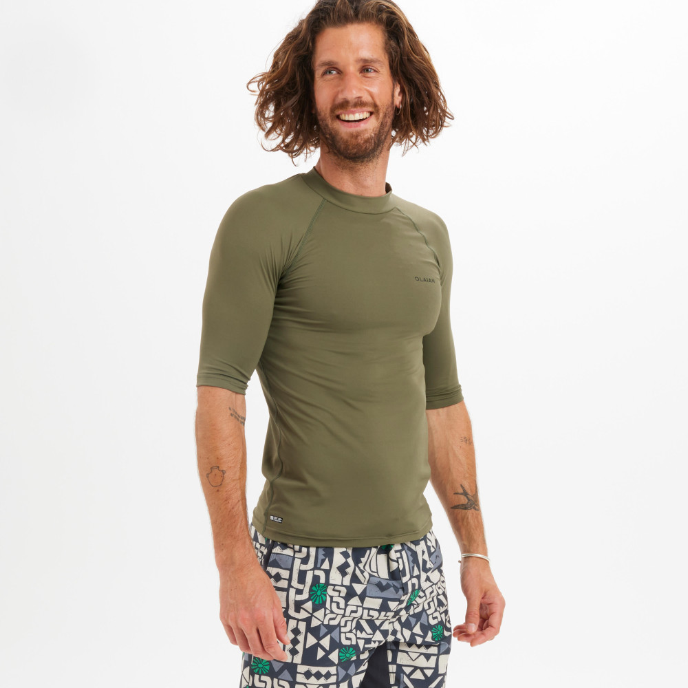 Olaian Erkek Slim Fit Kısa Kollu Uv Korumalı Tişört - Haki - 100 Dalış & Yüzme Malzemeleri Fiyatı