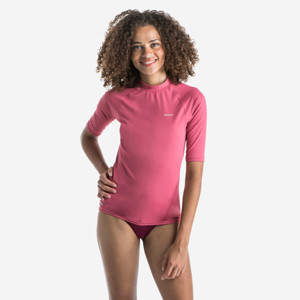 Olaian Kadın Slim Fit Yarım Kollu Uv Korumalı Tişört - Pembe - 100 Giyim & İç Giyim Fiyatı