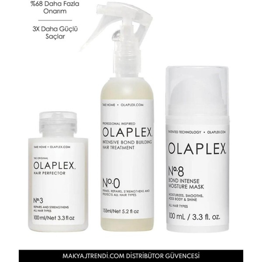 OLAPLEX The Bond Treatment System - Yoğun Onarıcı & Nemlendirici & Bağ Üçlü Saç Bakım Seti Saç Bakım Maskeleri & Serumlar & Spreyler Fiyatı
