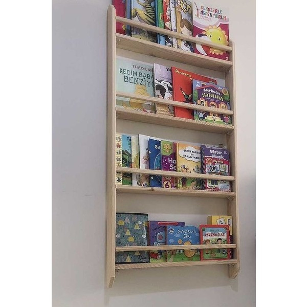 Olcay Aksesuar Ahşap Montessori Ahşap Duvar Rafı Dekoratif Raf 120 cm Kitaplık Fiyatı