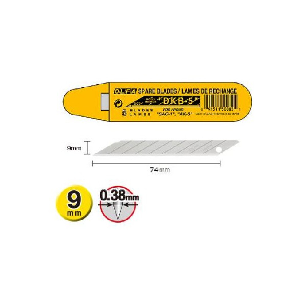 Olfa Dkb-5 30 Derece Açılı Dar Maket Bıçağı Yedeği 5'Li Kap Maket Fiyatı