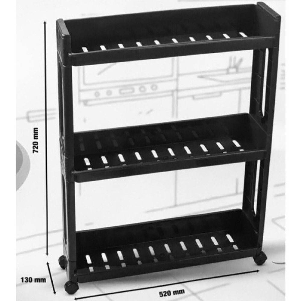 Olgun Home Çok Amaçlı Üç Katlı Organizer Plastik Tekerlekli Siyah Gardrop & Dolap Fiyatı