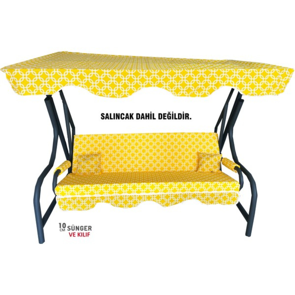 Olgun Home Süngerli Salıncak Minderi Kılıfı 3 Kişilik Kılıf Sarı Zincir Bahçe Minderi Bahçe Salıncağı Fiyatı