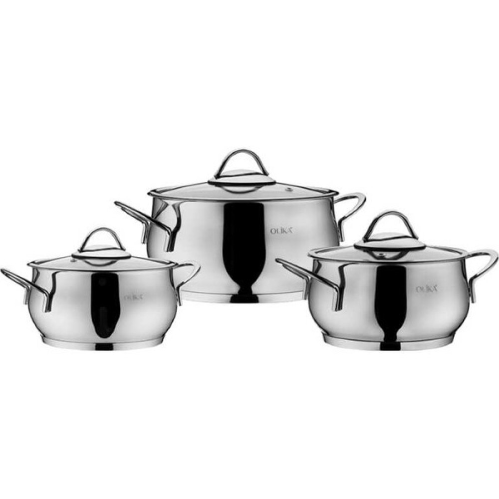 Olika Delta 6 Parça Çelik Tencere Seti Güveç Set - Gri - 16cm -18cm -20cm Tencereler Fiyatı