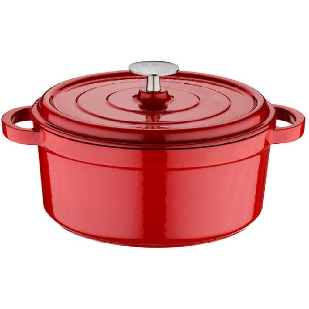 Olika Iron 24CM Demir Döküm Derin Tencere Kırmızı - 24 cm Tencereler Fiyatı