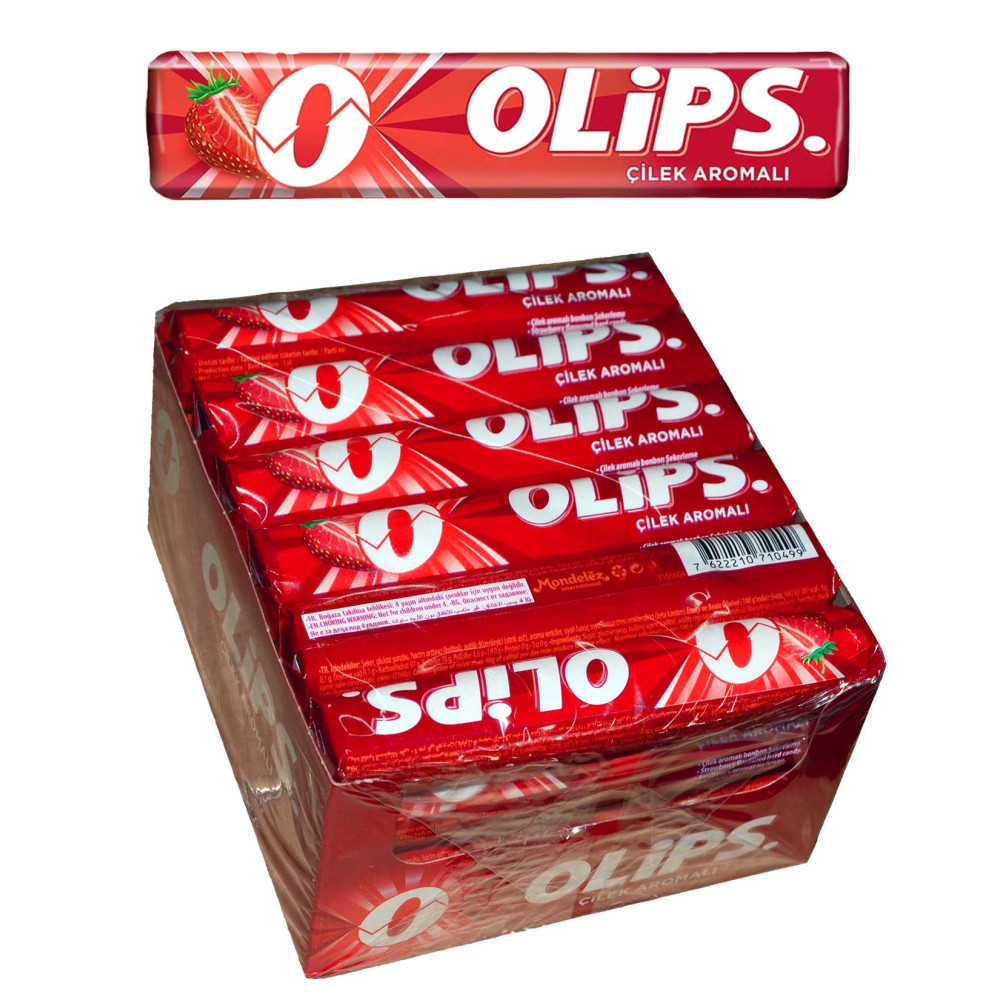 Olips Şekerleme 28 gr x 24'lü Paket Çilek Aromalı Bonbon Şekerleme Sakız Fiyatı