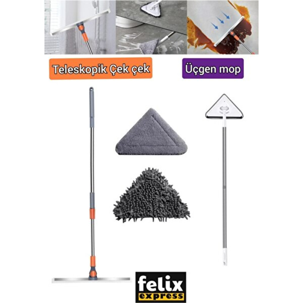 Oliva Nero Temizlik Çek Çek Pratik Ev Temizleme Aparatı ve Üçgen Mop Cam Silecek Fayans Parke Temizliği Temizlik Malzemeleri Fiyatı